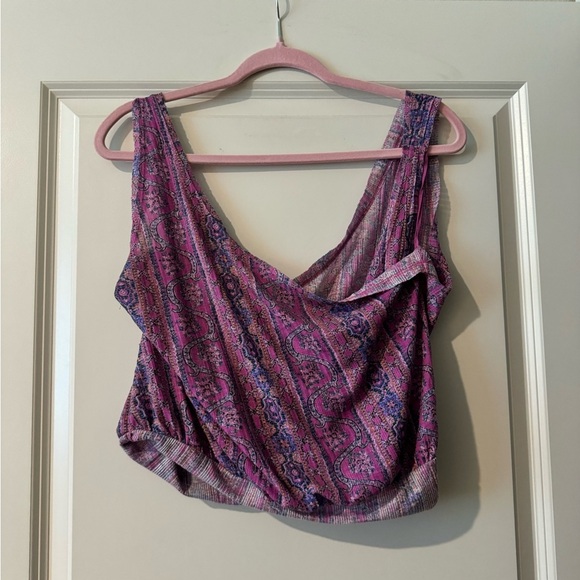 NEW  We the Free People Your Twisted Tee Tank Purple Floral Bloom Size XS NWT - Picture 6 of 6